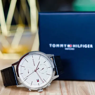 Tommy Hilfiger Men's Black Leather Strap Dress Watch